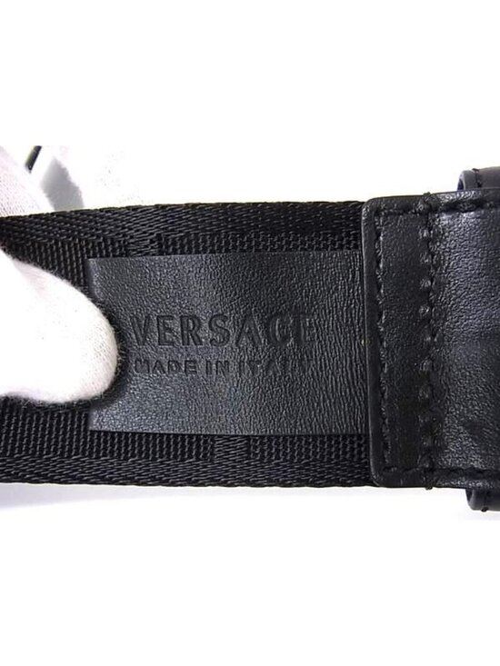 Versace Greca Nylon Canvas Silver Belt Black main image 3
